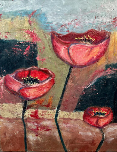 Poppies Painting of three poppies